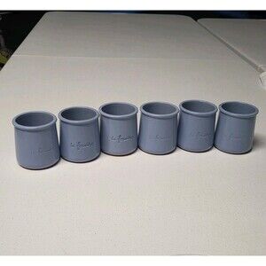 La Fermiere Terra Cotta French Yogurt Pots Periwinkle Blue Set of 6 To Repurpose